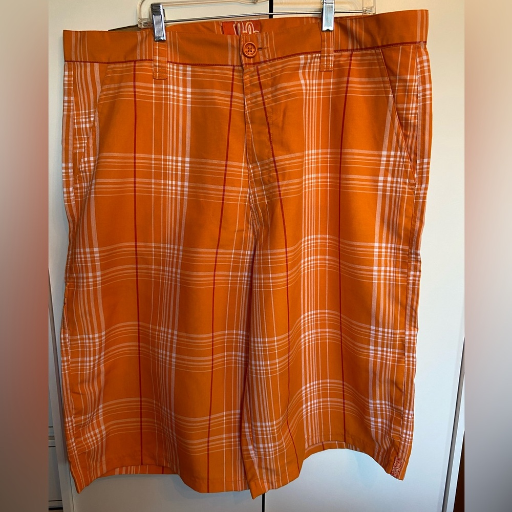 Royal Blue Elite Jean Mens Orange Plaid Shorts Size 44